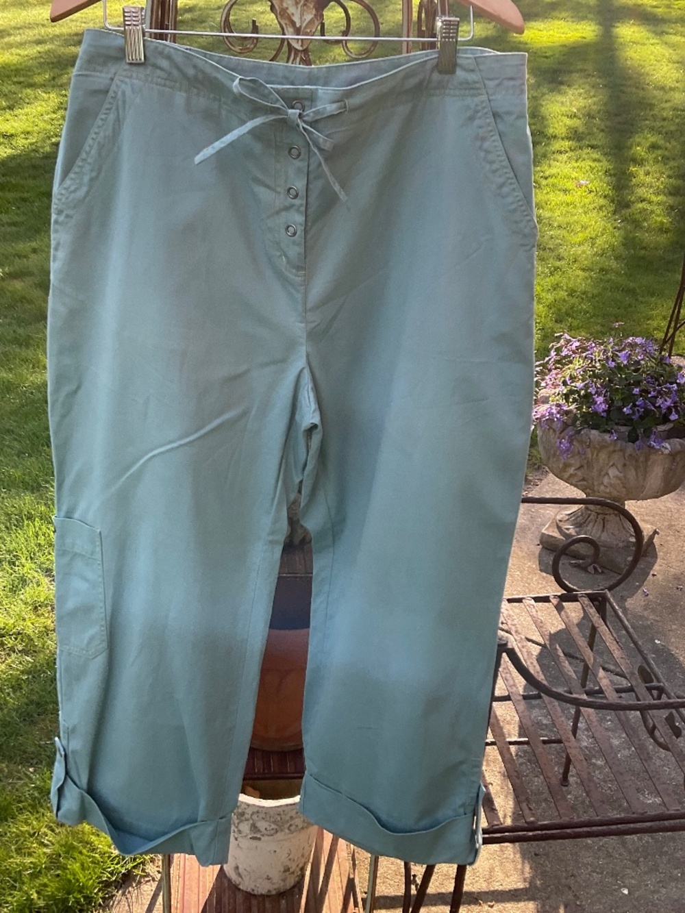 J Jill green/blue Capris, size 14